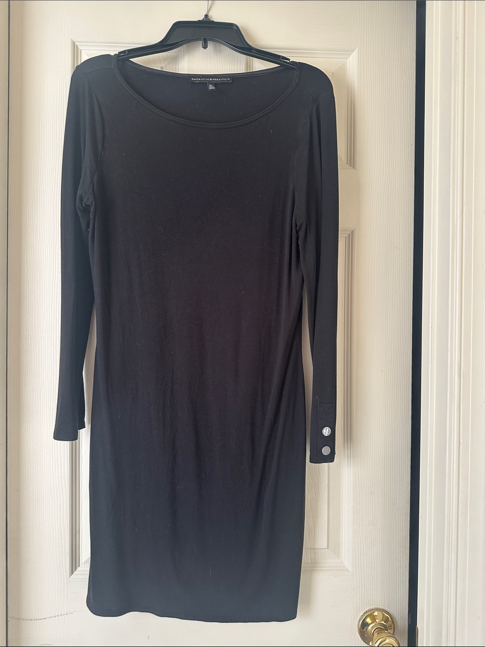 White House Black Market Black Long-Sleeve Knit Sheath Dress